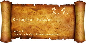 Kriegler István névjegykártya